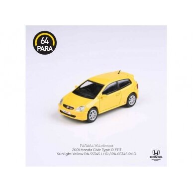 PRE-ORD3R Para64 Modeliukas 1/64 2001 Honda Civic Type R EP3, yellow left hand drive (cars in a deluxe Acrylic window box) PRE-ORD3R Para64 Modeliukas 1/64 2001 Honda Civic Type R EP3, yellow left hand drive (cars in a deluxe Acrylic window box)