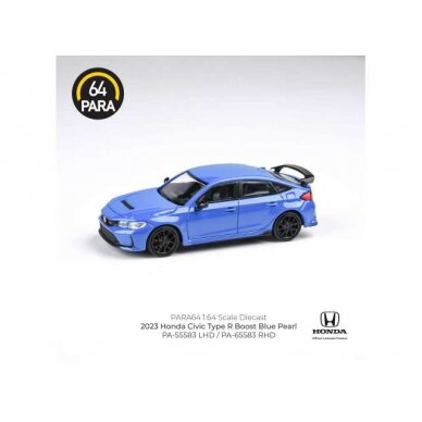 PRE-ORD3R Para64 Modeliukas 1/64 2023 Honda Civic Type R, boost blue pearl right hand drive (cars in a deluxe Acrylic window box) PRE-ORD3R Para64 Modeliukas 1/64 2023 Honda Civic Type R, boost blue pearl right hand drive (cars in a deluxe Acrylic window box)