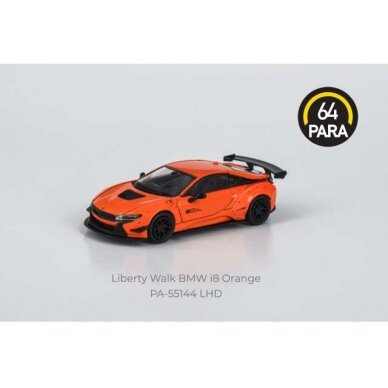 PRE-ORD3R Para64 Modeliukas 2018 Liberty Walk BMW i8 *Left Hand Drive*, orange (cars in a deluxe Acrylic window box) PRE-ORD3R Para64 Modeliukas 2018 Liberty Walk BMW i8 *Left Hand Drive*, orange (cars in a deluxe Acrylic window box)