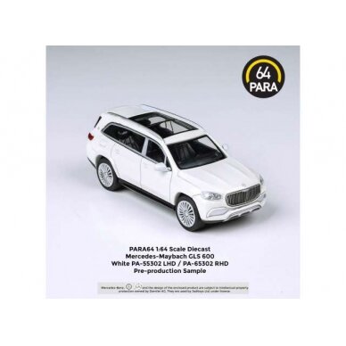 PRE-ORD3R Para64 Modeliukas 2020 Mercedes Maybach GLS *Left Hand Drive*, white (cars in a deluxe Acrylic window box) PRE-ORD3R Para64 Modeliukas 2020 Mercedes Maybach GLS *Left Hand Drive*, white (cars in a deluxe Acrylic window box)