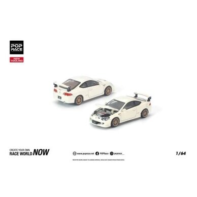 PRE-ORD3R Pop race Modeliukas 1/64 Honda DC5 Mugen, white PRE-ORD3R Pop race Modeliukas 1/64 Honda DC5 Mugen, white