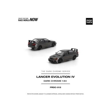 PRE-ORD3R Pop race Modeliukas 1/64 Lancer Evolution IV, dark chrome PRE-ORD3R Pop race Modeliukas 1/64 Lancer Evolution IV, dark chrome