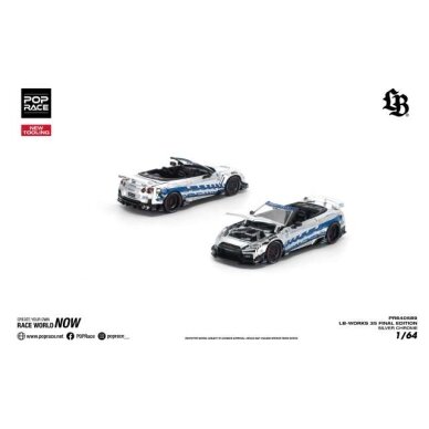 PRE-ORD3R Pop race Modeliukas 1/64 LB-Works 35 Final Edition, silver/blue chrome PRE-ORD3R Pop race Modeliukas 1/64 LB-Works 35 Final Edition, silver/blue chrome