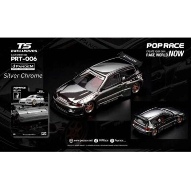 PRE-ORD3R Pop race Modeliukas 1/64 Pandem EG6 *Tokyo Station Exclusives*, silver chrome PRE-ORD3R Pop race Modeliukas 1/64 Pandem EG6 *Tokyo Station Exclusives*, silver chrome