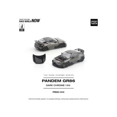 PRE-ORD3R Pop race Modeliukas 1/64 Pandem GR 86, dark chrome PRE-ORD3R Pop race Modeliukas 1/64 Pandem GR 86, dark chrome