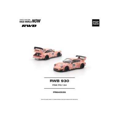 PRE-ORD3R Pop race Modeliukas 1/64 RWB 930 #23 *Pink Pig*, pink PRE-ORD3R Pop race Modeliukas 1/64 RWB 930 #23 *Pink Pig*, pink