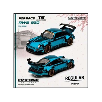 PRE-ORD3R Pop race Modeliukas 1/64 RWB 930 *Tokyo Station Exclusives*, teal chrome PRE-ORD3R Pop race Modeliukas 1/64 RWB 930 *Tokyo Station Exclusives*, teal chrome