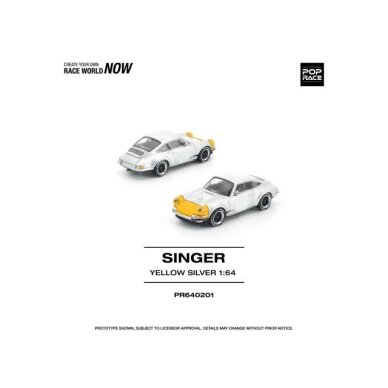Pop Race Modeliukas 1/64 Singer 911 SCCS Homag, yellow/silver Pop Race Modeliukas 1/64 Singer 911 SCCS Homag, yellow/silver