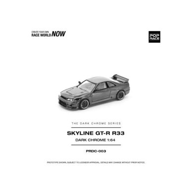 PRE-ORD3R Pop Race Modeliukas 1/64 Skyline R33 GT-R *The Dark Chrome Series*, dark chrome PRE-ORD3R Pop Race Modeliukas 1/64 Skyline R33 GT-R *The Dark Chrome Series*, dark chrome