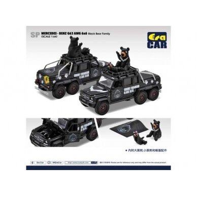 Era Car Modeliukas SP Mercedes Benz G63 AMG 6X6 with Black Bear Family, black Era Car Modeliukas SP Mercedes Benz G63 AMG 6X6 with Black Bear Family, black