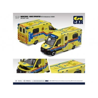 Era Car Modeliukas SP Mercedes Benz Sprinter HK Ambulance (A504), yellow/blue Era Car Modeliukas SP Mercedes Benz Sprinter HK Ambulance (A504), yellow/blue