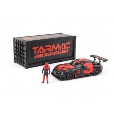 PRE-ORD3R Tarmac Modeliukas 1/64 2018 Mercedes AMG GT3 #3 with container & figure, red PRE-ORD3R Tarmac Modeliukas 1/64 2018 Mercedes AMG GT3 #3 with container & figure, red