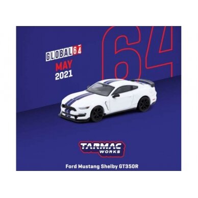 PRE-ORD3R Tarmac Modeliukas 1/64 Ford Mustang Shelby GT350R, white PRE-ORD3R Tarmac Modeliukas 1/64 Ford Mustang Shelby GT350R, white