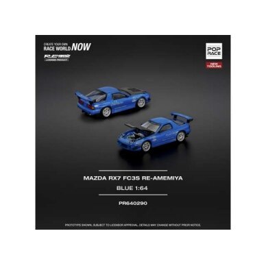 Pop Race Modeliukas 1/64 Mazda RX-7 (FC3S) RE-AMEMIYA, blue Pop Race Modeliukas 1/64 Mazda RX-7 (FC3S) RE-AMEMIYA, blue