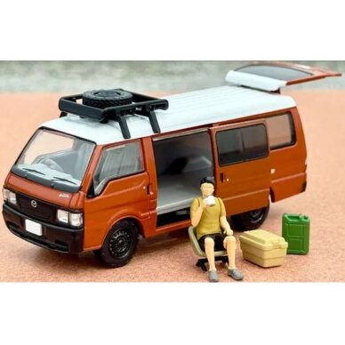 PRE-ORD3R Tomica Limited Vintage Modeliukas 1/64 Mazda Bongo Brawny Van Custom Specification with roof carrier and Figure, brown PRE-ORD3R Tomica Limited Vintage Modeliukas 1/64 Mazda Bongo Brawny Van Custom Specification with roof carrier and Figure, brown