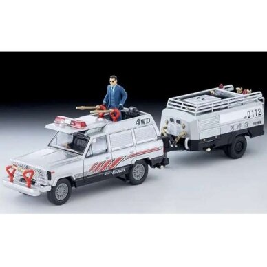 PRE-ORD3R Tomica Limited Vintage Modeliukas 1/64 Movie Stars 04 Seibu Keisatsu Safari 4WD With Keisuke Daimon Figure, silver PRE-ORD3R Tomica Limited Vintage Modeliukas 1/64 Movie Stars 04 Seibu Keisatsu Safari 4WD With Keisuke Daimon Figure, silver