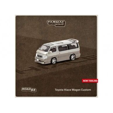 PRE-ORD3R Tarmac Works Modeliukas Toyota Hiace Wagon Custom, silver/brown PRE-ORD3R Tarmac Works Modeliukas Toyota Hiace Wagon Custom, silver/brown