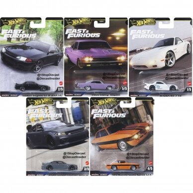 Hot Wheels Premium Fast Furious 2025 Modeliukų rinkinys (Nissan Skyline R32,Chevy Impala,Mazda RX-7,Dodge Charger Hellcat,Alfa Romeo Giulia Sprint GTA) Hot Wheels Premium Fast Furious 2025 Modeliukų rinkinys (Nissan Skyline R32,Chevy Impala,Mazda RX-7,Dodge Charger Hellcat,Alfa Romeo Giulia Sprint GTA)