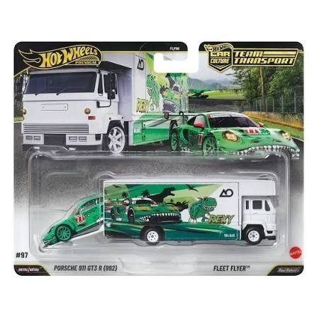 PRE-ORDER Hot Wheels Premium Team Transpport 2023 Porsche 911 GT3 R (Rexy Porsche) + Flipside Hauler Green