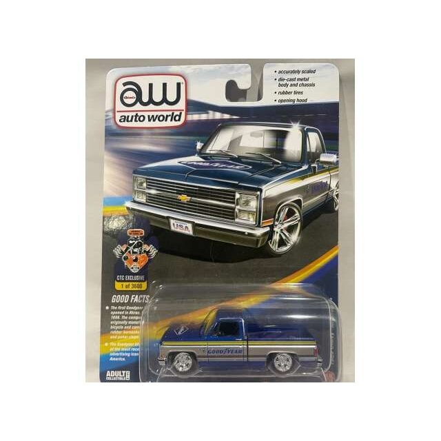 PRE-ORD3R Auto World Modeliukas 1983 Chevrolet Silverado *Goodyear*, silver/blue/yellow PRE-ORD3R Auto World Modeliukas 1983 Chevrolet Silverado *Goodyear*, silver/blue/yellow