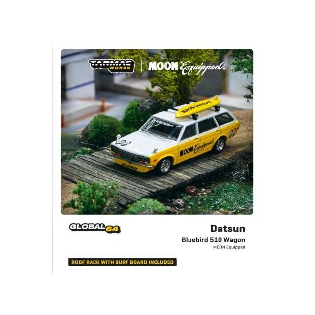 Tarmac Works Modeliukas Datsun Bluebird 510 wagon *Moon Equipped*, yellow/white