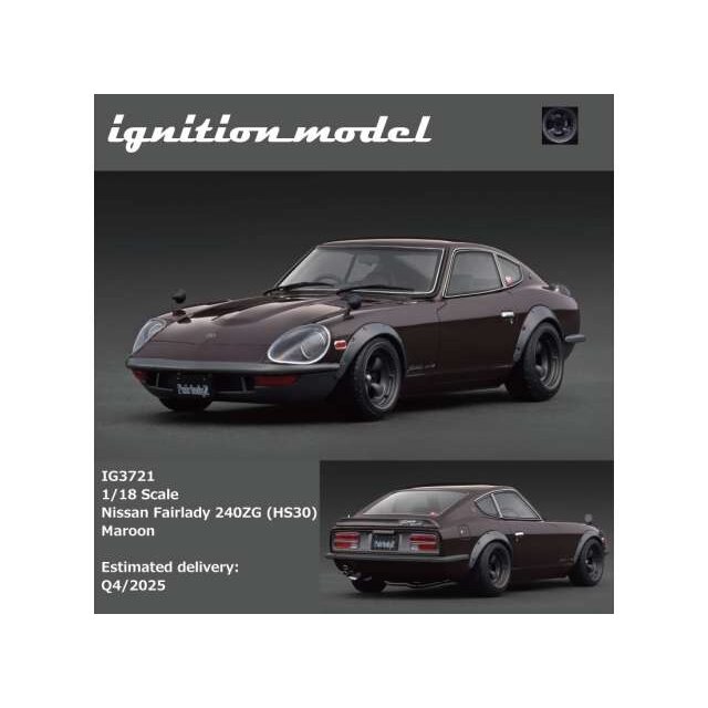 PRE-ORD3R Ignition Modeliukas 1/18 Nissan Fairlady 240ZG (HS30), maroon PRE-ORD3R Ignition Modeliukas 1/18 Nissan Fairlady 240ZG (HS30), maroon