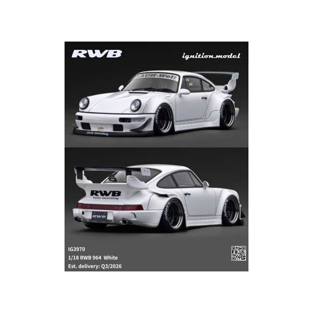 PRE-ORD3R Ignition Modeliukas 1/18 RWB 964, white