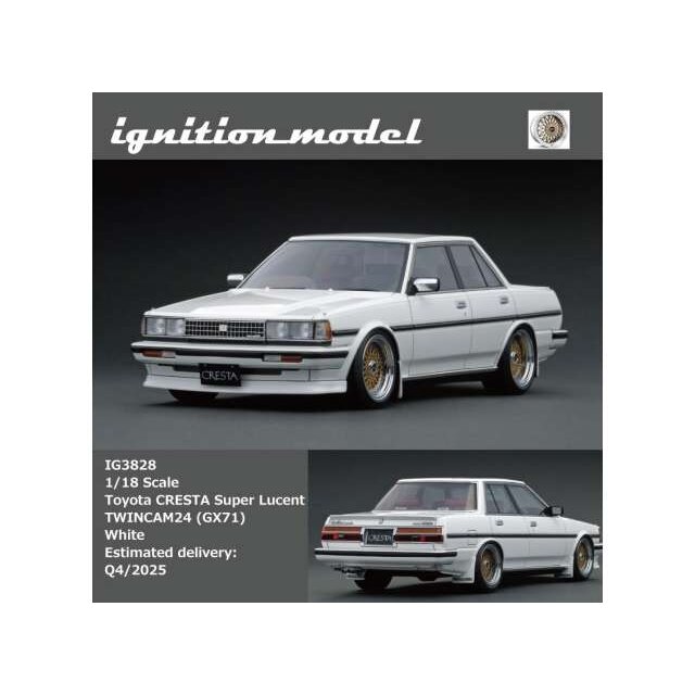 PRE-ORD3R Ignition Modeliukas 1/18 Toyota CRESTA Super Lucent TWINCAM24
(GX71), white PRE-ORD3R Ignition Modeliukas 1/18 Toyota CRESTA Super Lucent TWINCAM24
(GX71), white
