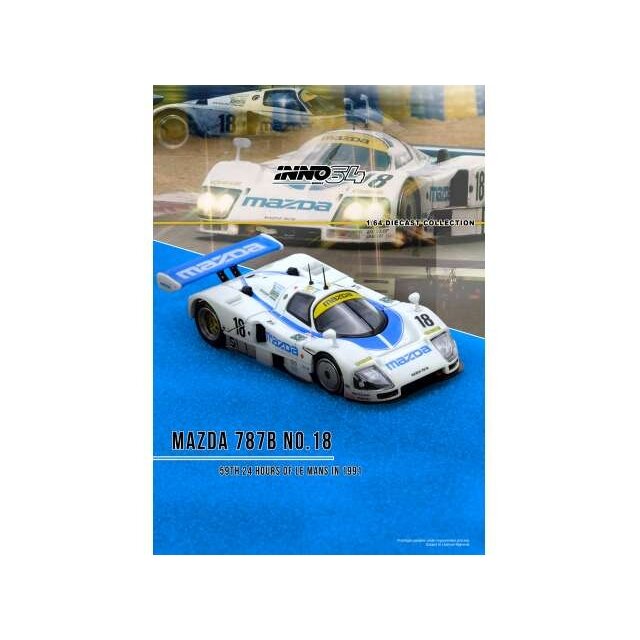 PRE-ORD3R Inno64 Modeliukas 1/64 1991 Mazda 787B #18 59th 24 Hours Le Mans, white/blue PRE-ORD3R Inno64 Modeliukas 1/64 1991 Mazda 787B #18 59th 24 Hours Le Mans, white/blue