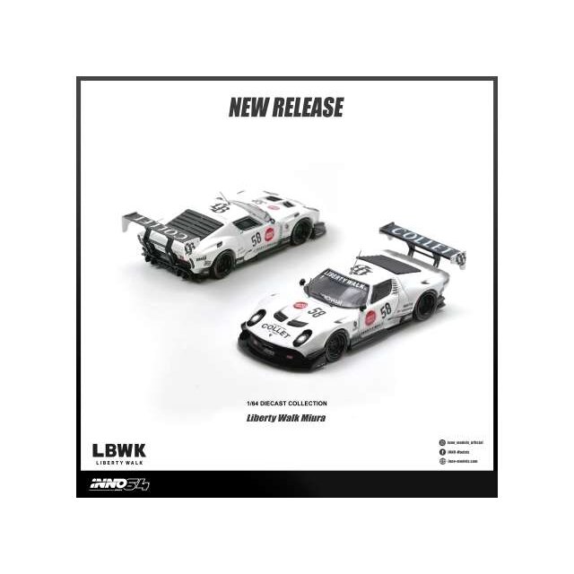 PRE-ORD3R Inno64 Modeliukas 1/64 Lamborghini Miura GT LB-Silhouette WORKS, white PRE-ORD3R Inno64 Modeliukas 1/64 Lamborghini Miura GT LB-Silhouette WORKS, white