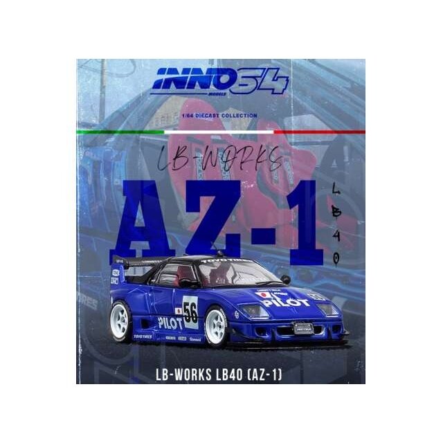 PRE-ORD3R Inno64 Modeliukas 1/64 Mazda AZ-1 Liberty Walk LB40 *Pilot*, blue