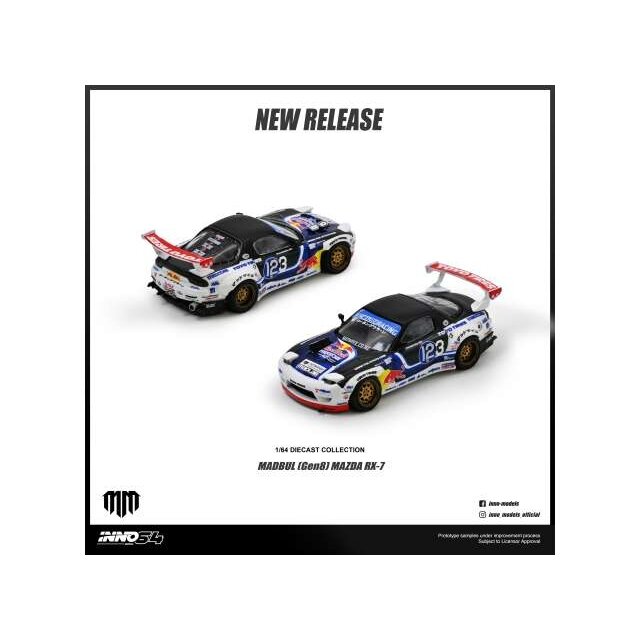 PRE-ORD3R Inno64 Modeliukas 1/64 Mazda RX-7 Mad Mike *Madbul Gen8*, various PRE-ORD3R Inno64 Modeliukas 1/64 Mazda RX-7 Mad Mike *Madbul Gen8*, various