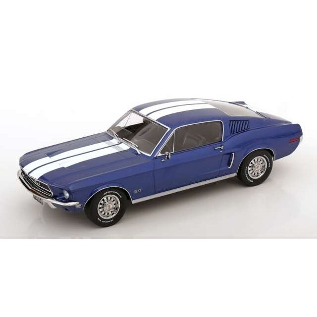 PRE-ORD3R KK - Scale 1/18 1968 Ford Mustang GT Fastback, blue/white