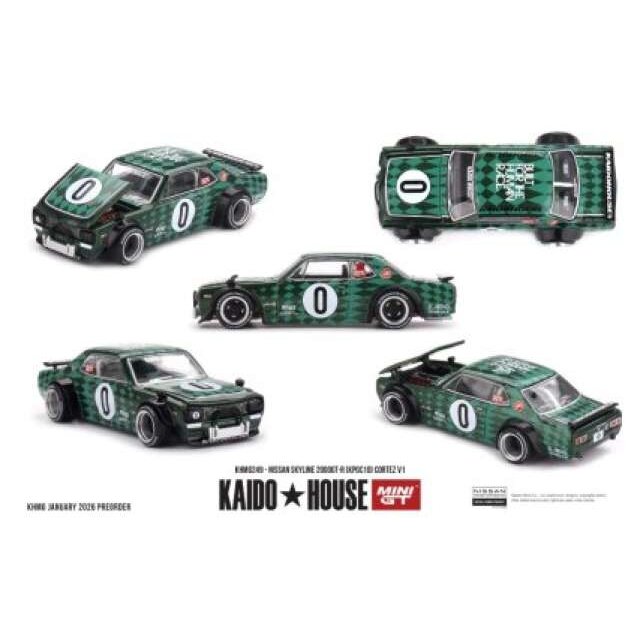 MINI GT Kaido House 1/64 1969 Nissan Skyline GT-R (KPGC10) Cortez V1, green