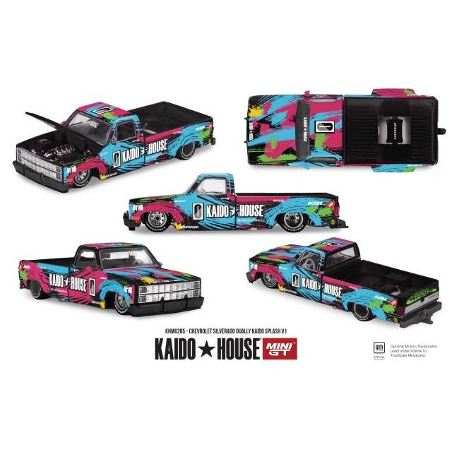MINI GT Kaido House Modeliukas 1/64 1980 Chevrolet Silverado Dually Kaido Splash V1, various