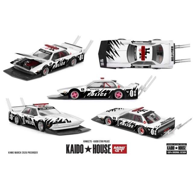 PRE-ORD3R MINI GT Kaido House Modeliukas 1/64 1985 Kaido Star Police, black/white