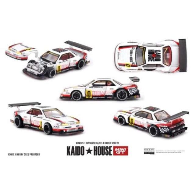 MINI GT Kaido House Modeliukas 1/64 1991 Nissan Silvia S13-R Circuit Spec V1, various