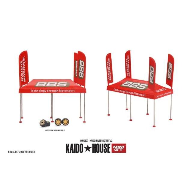 MINI GT Kaido House Modeliukas 1/64 2026 Kaido House Tent BBS V2, red MINI GT Kaido House Modeliukas 1/64 2026 Kaido House Tent BBS V2, red