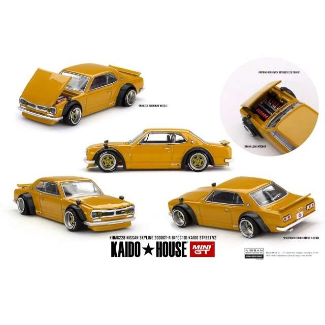 Mini GT 1/64 1969 Nissan Skyline GT-R (KPGC10) Kaido Street V2, orange