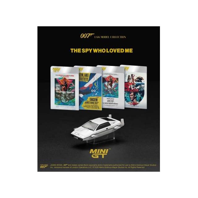 PRE-ORD3R MINI GT Modeliukas 1/64 1977 Lotus Esprit S1 *The Spy Who Loved Me* English Blister Packaging, white PRE-ORD3R MINI GT Modeliukas 1/64 1977 Lotus Esprit S1 *The Spy Who Loved Me* English Blister Packaging, white