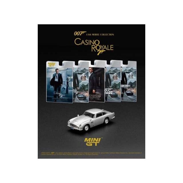 PRE-ORD3R MINI GT Modeliukas 1/64 2006 Aston Martin DB5 *Casino Royal* English Blister Packaging, silver