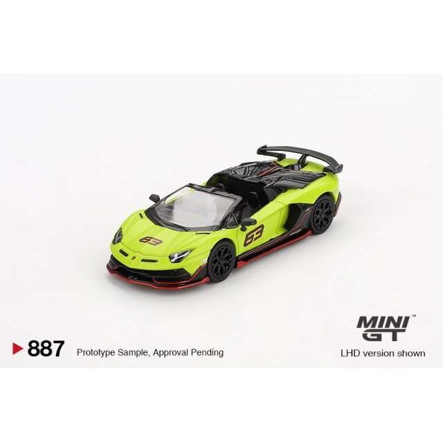 PRE-ORD3R Mini GT 1/64 2022 Lamborghini Aventador SVJ 63 Roadster Verde Shock, green-yellow