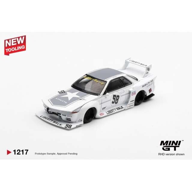 MINI GT Modeliukas 1/64 2025 Nissan GTR (R32) LB-Kaido Works TAS, white