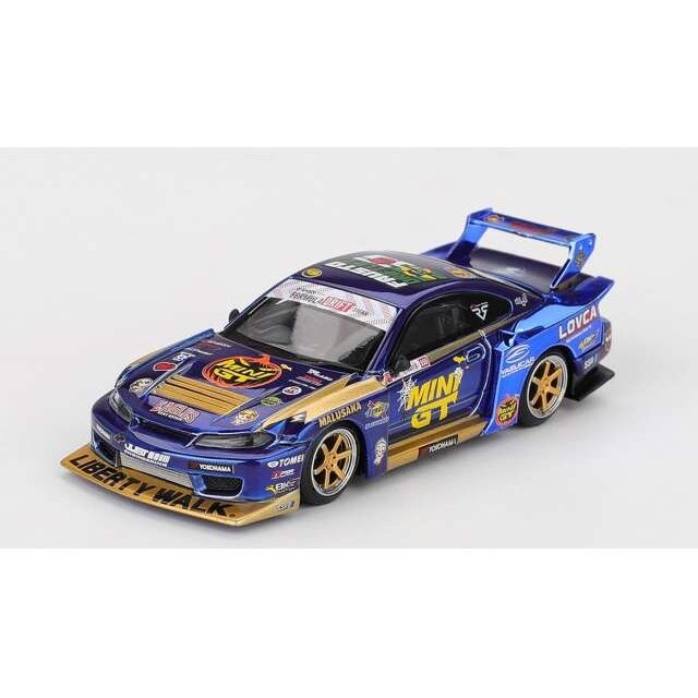 MINI GT Modeliukas 1/64 2025 Nissan Silvia S15 LB-Super Silhouette #555 Team Mini GT Liberty Walk Formula Drift, various (yra Sandėlyje)