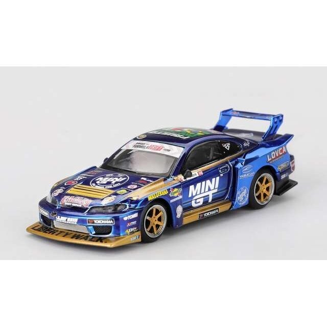 MINI GT Modeliukas 1/64 2025 Nissan Silvia S15 LB-Super Silhouette  #555 Team Mini GT Liberty Walk FOrmula Driftm various