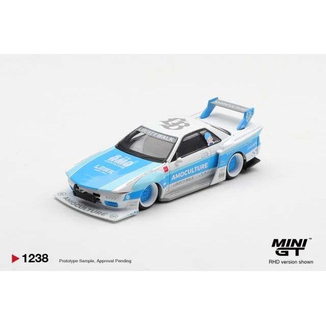 MINI GT Modeliukas 1/64 2026 Nissan Skyline GTR (R32) LBWK Kaido Works Amoculture, white/blue