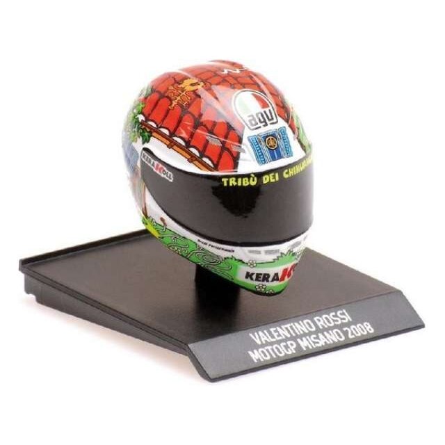 PRE-ORD3R Minichamps 1/10 2008 Helmet Valentino Rossi MotoGP, red/white/green/yellow