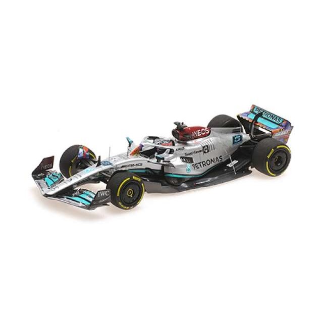 PRE-ORD3R Minichamps 1/43 2022 Mercedes-AMG PETRONAS W13 George Russell Miami GP, silver/blue