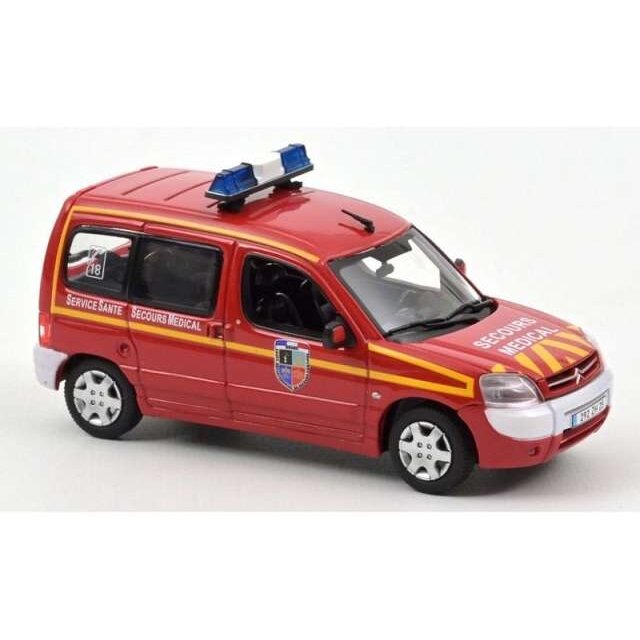PRE-ORD3R NOREV Modeliukas 1/43 2004 Citroen Berlingo *Pompiers Secours Medical*, red