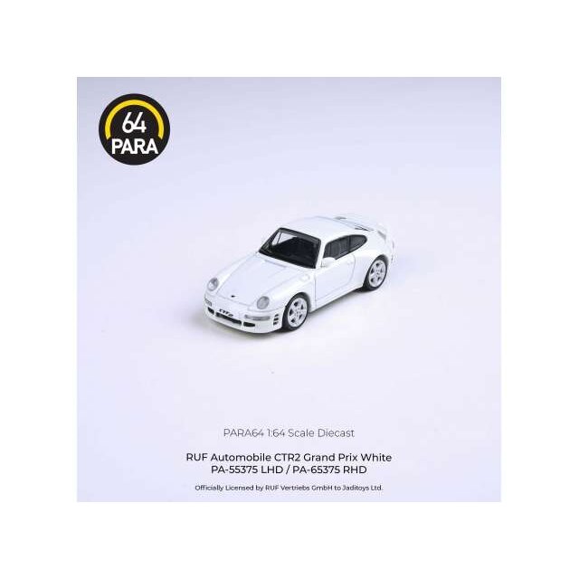Para64 Modeliukas 1/64 1995 Ruf CTR2 *Left Hand Drive*, grand prix white (cars in a deluxe Acrylic window box) Para64 Modeliukas 1/64 1995 Ruf CTR2 *Left Hand Drive*, grand prix white (cars in a deluxe Acrylic window box)